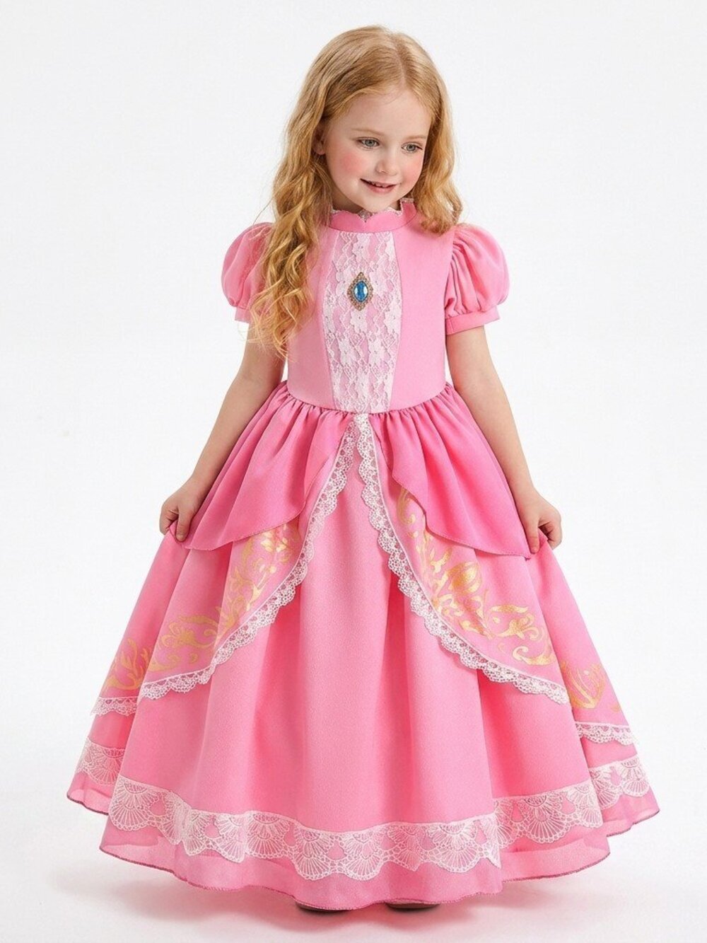 Princess Peach Inspired Pink Dress Set with Crown & Accessories - Picture 4 of 6